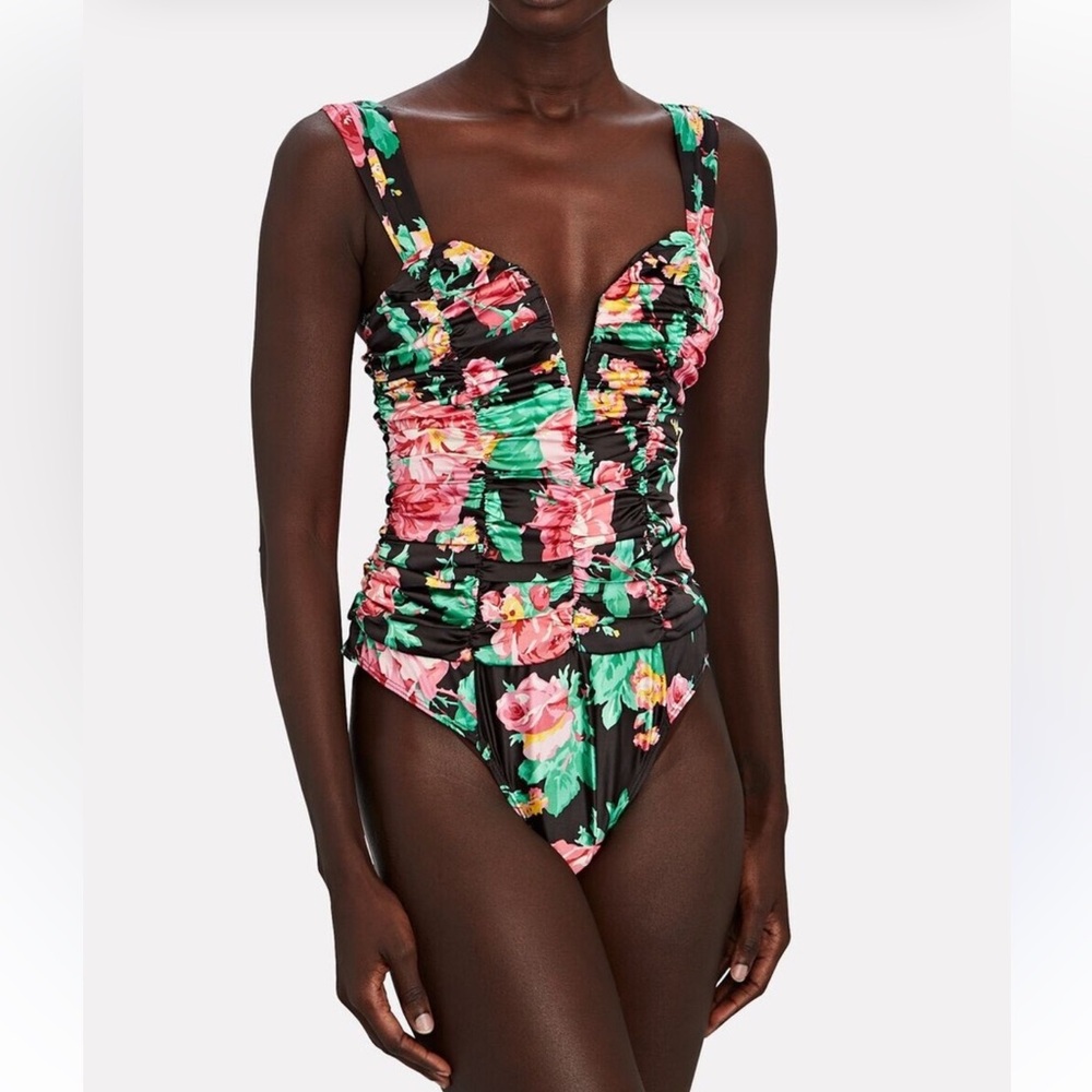 For Love And Lemons Jolie Floral Ruched Bodysuit Size Large